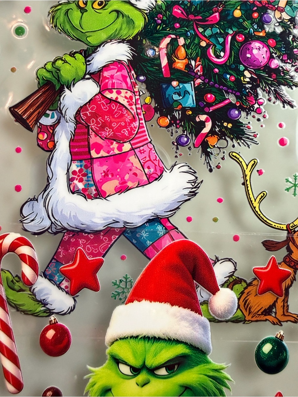 2 Holiday Grinch Decorative Mugs - Pink & Red Sandy